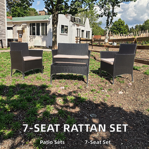 Ensemble <span class=keywords><strong>de</strong></span> <span class=keywords><strong>table</strong></span> <span class=keywords><strong>et</strong></span> <span class=keywords><strong>de</strong></span> chaises en rotin pour salle à manger en plein air contemporain, confortable, imperméable, mobilier <span class=keywords><strong>de</strong></span> <span class=keywords><strong>jardin</strong></span> pour 4 personnes pour appartement - Product Image 2
