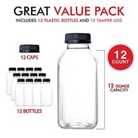 Bouteilles carrées françaises MAYSURE 12 oz en PET de qualité alimentaire, bouteilles en plastique jetables avec bouchon à vis pour jus et thé au lait
