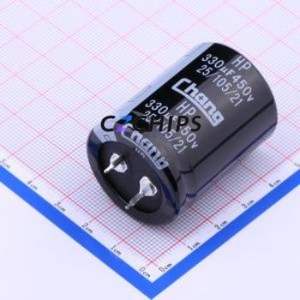 Condensador Electrolítico de Aluminio HP2W331MR400S68CV0, Montaje a Presión (THT), Componente de Orificio Pasante, D30xL40mm 330uF 20% 450V 10mm - Product Image 1