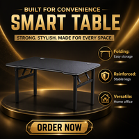 Table pliante renforcée, bureau portable moderne en métal, aspect fibre de carbone, surface en MDF, empilable, facile à transporter, utilisation intérieure et extérieure