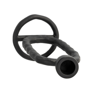 Portacandele decorativo ovale aperto in metallo per candele a pilastro, ideale come centrotavola per il soggiorno di casa. - Product Image 6
