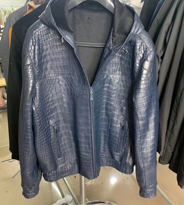 Veste en peau de crocodile 100% pour homme, manteau en cuir coupe-vent, veste en cuir de crocodile tendance hiver, veste en cuir à capuche pour homme - Product Image 1