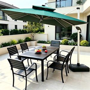 Outdoor Furniture Set French Coffee <b>Table</b> <b>Plastic</b> Wood Dining Set for Courtyard Villa Hotel & Park Use - Product Image 5
