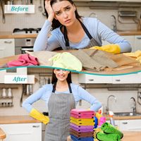 Vente chaude chiffons à vaisselle en microfibre à code couleur vêtements de nettoyage réutilisables avec étiquettes d'utilisation imprimées pour l'entretien de la voiture et le nettoyage de la maison