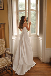 Mily da sposa ML594 senza spalline con scollo a cuore abiti da sposa da donna a pieghe a righe - Product Image 4