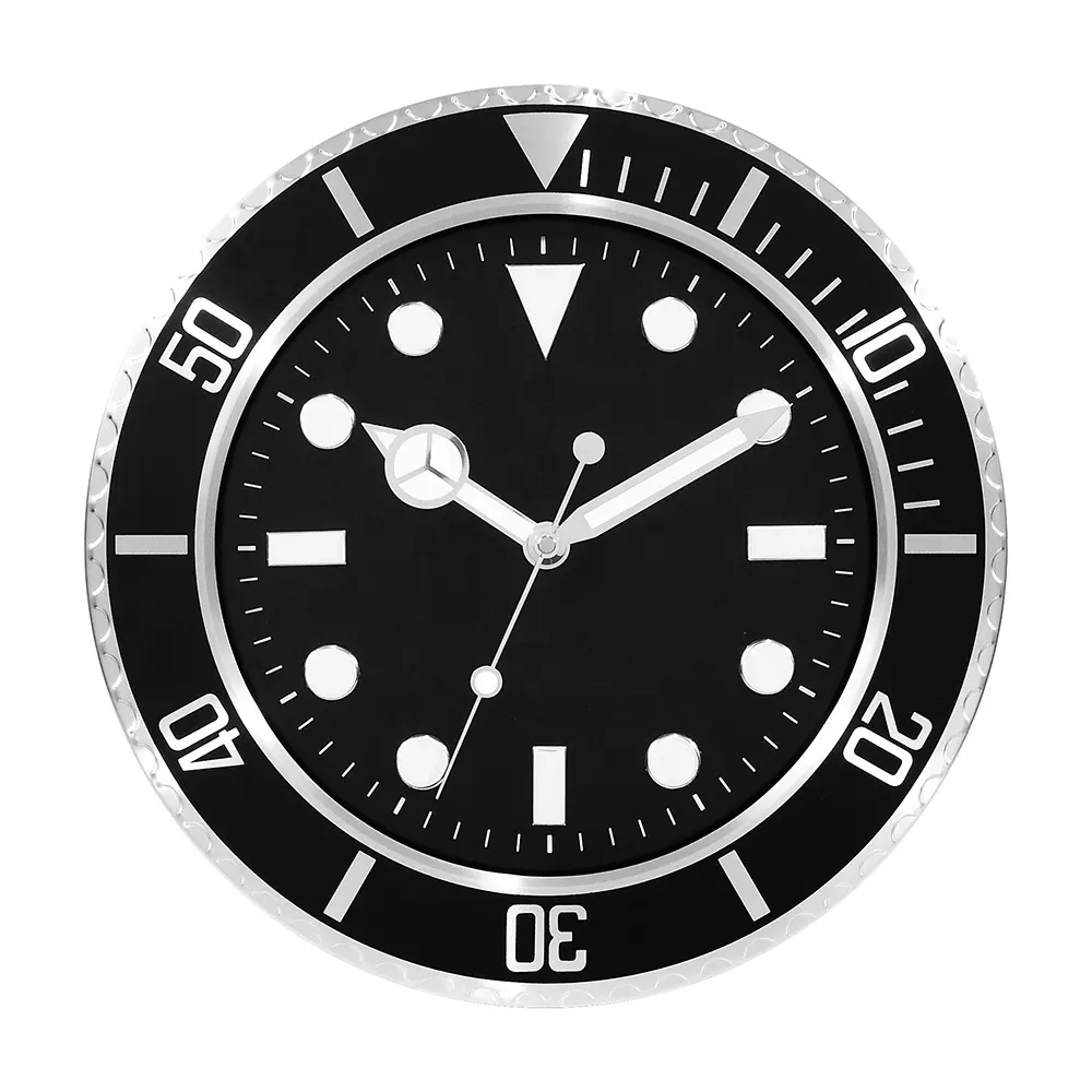 Ronde Moderne Metalen Luxe Pols Muur Horloge Klokken Stille Custom 3D Cijfers Zwart Lichtgevende Horloge Wandklok Grote Diamant