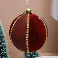 Arrangement de fête d'affichage de fenêtre ornements d'arbre de Noël décorations de boule de verre de Noël floqué vert rouge