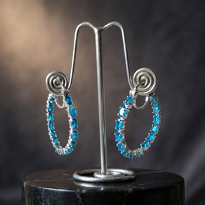A R Creation NEO-01 Pendientes colgantes ovalados de apatita neón de 5x3 mm, plata de ley 925, joyería elegante y de lujo para el día a día - Product Image 6