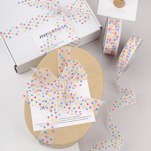 Nine-Colored Ribbon Polka Dot Chiffon Ribbon 1.2cm 2.0cm 2.5cm Reusable Birthday <b>Cake</b> <b>Decorating</b> <b>Supply</b> - Product Image 3