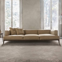 Lassic-sofá clásico de cuero puro con patas de acero inoxidable para sala de estar, conjunto de muebles