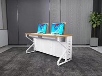 Bureau en bois pour salle d'ordinateurs à deux places avec espace de rangement pour l'apprentissage des élèves pour salle de laboratoire Supermarché Hôtel