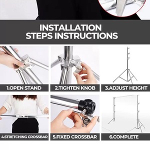 <span class=keywords><strong>E</strong></span>-reise 2.8m * 3m support de toile de fond en acier inoxydable robuste, support de fond réglable Kit de système de support de toile de fond photographie - Product Image 4