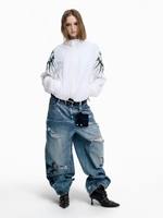 Pantalon en jean YSJY Streetwear personnalisé Y2K à franges, coupe ample, délavé, déchiré, élégant et décontracté pour homme