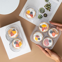 Vente en gros de mini boîtes de transport PET 1 2 4 blister à clapet pour cupcakes gelée jus sucre plastique transparent alimentaire
