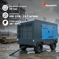 Compresseur d'air diesel remorquable haute pression 18bar 20bar 25bar 700CFM 800CFM avec moteur Cummins, portable pour sites de travail isolés et mines