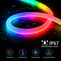 Bande LED flexible en silicone, néon tressé RGB adressable WS2811, 360 degrés, DC24V, étanche IP67, couleur de rêve