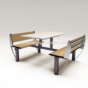Juego de Mesa y Sillas de Comedor Económico para 4 Personas, Moderno, con Estructura de Acero y Tablero de Madera, Resistente, para <span class=keywords><strong>Restaurantes</strong></span> de Comida Rápida y Escuelas - Product Image 2