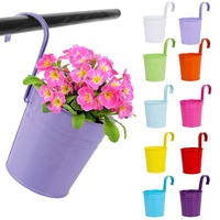 Pot de fleur suspendu en fer coloré personnalisable/pot suspendu pots de jardin de balcon jardinière en seau en métal