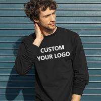 T-shirts longs pour hommes, personnalisés, 100% coton, tricoté, lourd, anti-plis, respirant, écologique, col rond, coupe classique, vierges