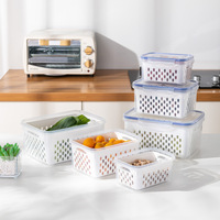 Ensemble de 3 contenants de stockage pour aliments de réfrigérateur avec couvercle et passoire, en plastique, pour conserver la fraîcheur des produits frais, organisation des fruits et légumes