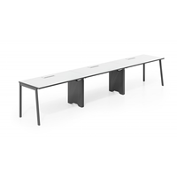 Poste de travail ergonomique en acier économique avec gestion des câbles, conception durable, usage commercial, bureau pour personnel, table de conférence