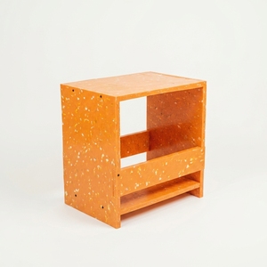 Trendy Modern Orange Wood <b>Bedside</b> Stand with Storage <b>Shelf</b> for Bedroom Furniture - Product Image 3