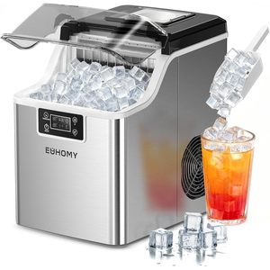 EUHOMY <b>Ice</b> <b>Maker</b> Machine 45Lbs Day 24 Pcs 13 Mins Automatic Countertop Stainless Steel LCD Display - Product Image 1