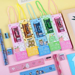 ชุดเครื่องเขียนดินสอไม้ HB ลายการ์ตูน 5 in 1 ขายส่งจำนวนมาก พร้อมกบเหลาดินสอ ยางลบ พกพาสะดวก สำหรับเด็ก นักเรียน ของขวัญอุปกรณ์การเรียน - Product Image 4