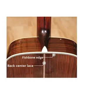 Bande de bordure pour guitare en bois avec incrustation centrale arrière et design patchwork en placage - Product Image 3