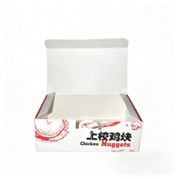 Boîte à nuggets de poulet en carton blanc biodégradable de qualité alimentaire, résistante à la graisse, avec revêtement PE, gaufrage, jetable, pour snacks