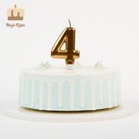 Bougie d'anniversaire géante numéro 7 en cire de paraffine dorée métallisée, faite à la main, Magic Lights BC-55, pour fête