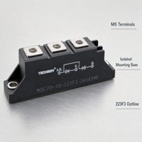 Module redresseur à diodes TECHSEM MDC100-22 70A 1800V, base isolée, bornes M5/M6, pour onduleur PWM et alimentation CC