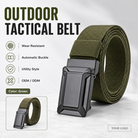 Ceinture tactique extérieure verte en nylon résistant à l'usure avec boucle automatique, style utilitaire, vente en gros OEM ODM