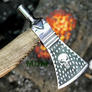 Hacha Tomahawk de acero de alto carbono hecha a mano, herramienta de bricolaje de grado Industrial, mango de madera de Fresno, martillo de cuero personalizado, hacha personalizable - Product Image 1