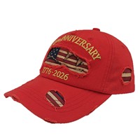 Gorra de Béisbol de 6 Paneles de PVC Bordada, Estilo Vintage Desgastado, con Visera de Pico de Pato, Edición 250 Aniversario de Estados Unidos, Ajustable