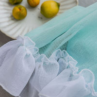 Innermor personnalisé bleu dentelle et vert demi-transparent court Tulle rideaux parfait décor à la maison pour la cuisine Bar