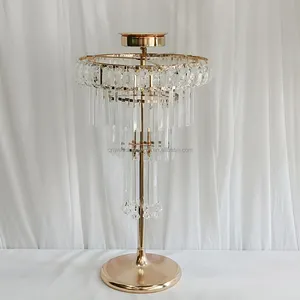 Suporte de mesa com controle remoto, flor de led redondo para mesas de casamento dourado e prateado para eventos