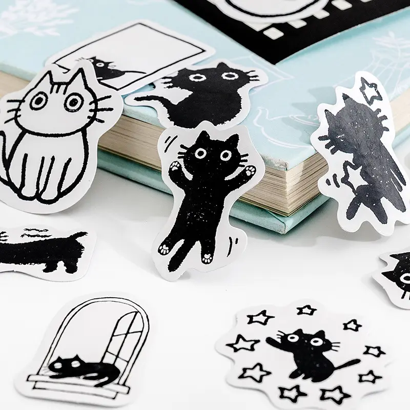 45 Pieces Packed Stickers Decorative Cute Cat Small Pattern Journal Material Sealing Stickers scrapbooking sticker
