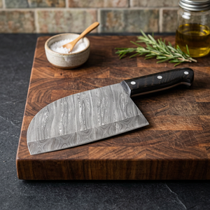 Custom Hand Forged Damascus Mezzaluna <b>Chopper</b> Knife Curved Herb <b>Vegetable</b> Meat Chopping Knife Wooden Handle OEM ODM Wholesale - Product Image 2