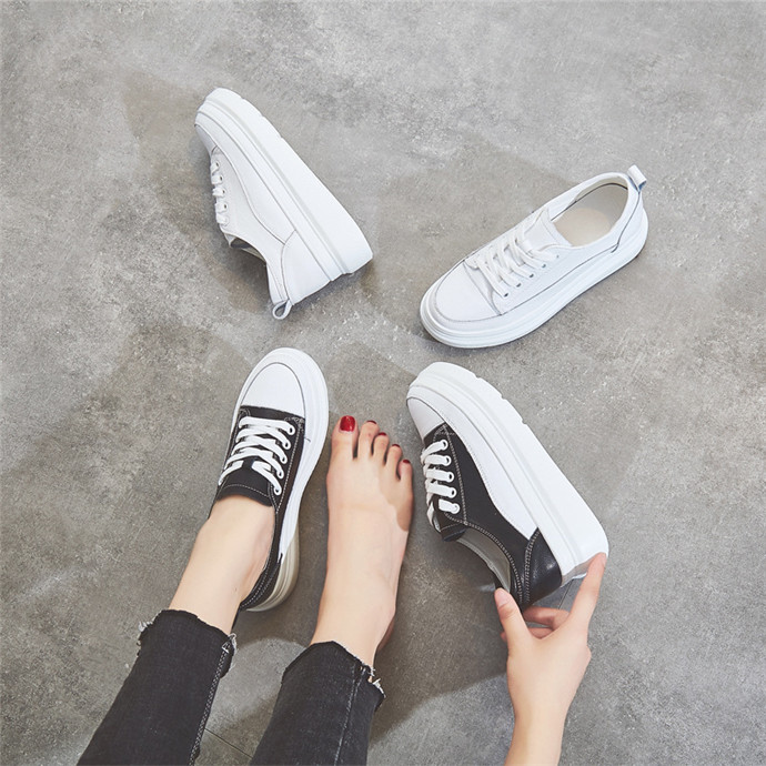 Модная женская обувь из натуральной коровьей кожи на платформе для увеличения роста