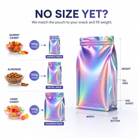 Emballage de qualité alimentaire personnalisé Bonbons Noix Sac en plastique PE biodégradable Sac support en papier d'aluminium Sac en mylar holographique avec fenêtre