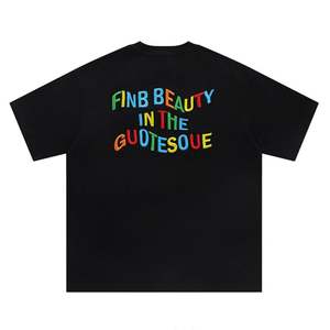 Personalizado 100% algodón de los hombres de gran tamaño camisetas bordado carta patrón camiseta tejido fabricante - Product Image 3