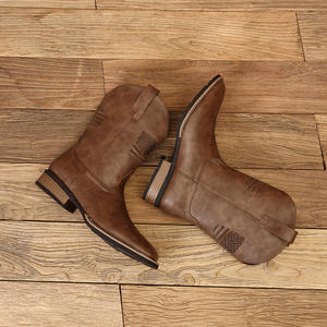 Botas Vaqueras Occidentales para Hombre, Talla Grande 16, Bordado Clásico, Estilo Biker Rockabilly, Tacón Cuadrado, para Todas las Temporadas - Product Image 6