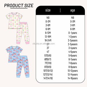 Conjuntos de Pijamas de Bambú para Niños con Logotipo Personalizado del Día Patriótico, MOQ Bajo, Entrega Rápida, Pijamas Estampados de <span class=keywords><strong>Manga</strong></span> <span class=keywords><strong>Corta</strong></span> y Pantalones Largos para Niñas - Product Image 5