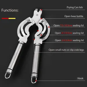 Apribottiglie multifunzionali all'ingrosso in acciaio inossidabile strumento di torsione del tappo senza sforzo, apribottiglie per birra, apriscatole universale