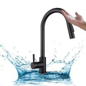 Kostenloser Versand Touch Schwarz Küche Wasserhahn Hersteller