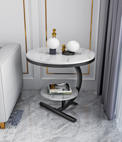 Table Basse Moderne en Marbre Style Nordique Minimaliste pour Petit Appartement, Combinaison pour Salon et Balcon, Meuble d'Angle