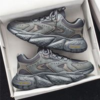 Nouvelles baskets sportives tendance pour hommes Printemps 2026 – Chaussures de course décontractées respirantes en maille, amorties et antidérapantes – Tailles 35-45 Noir Gris