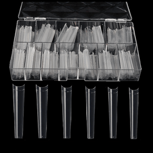 <span class=keywords><strong>Faux</strong></span>-ongles cercueil longs de styliste, extensions naturelles, sans C, courbées, légères, transparentes, pour utilisation en Salon, 500 pièces/XXXL - Product Image 5