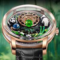 Nouvelle montre mécanique pour homme Astronomical Panda 2025, boîtier en acier inoxydable, verre saphir, bracelet en cuir, haute qualité